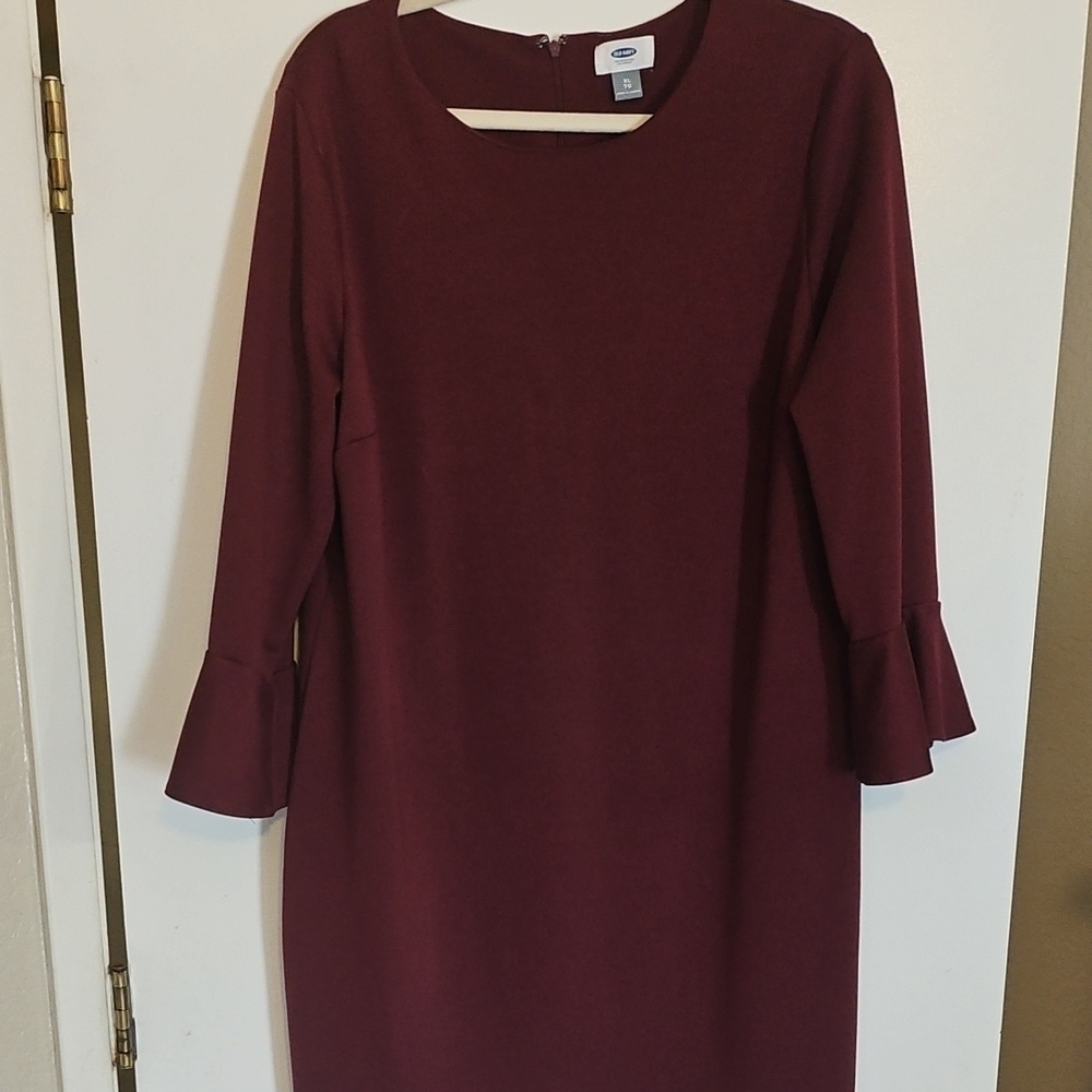 Old Navy Wine Long Sleeve Dress